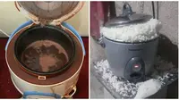 Momen Apes Masak Pakai Rice Cooker. (Sumber: Twitter/@notaheater dan Twitter/@Kabogohsaha_)