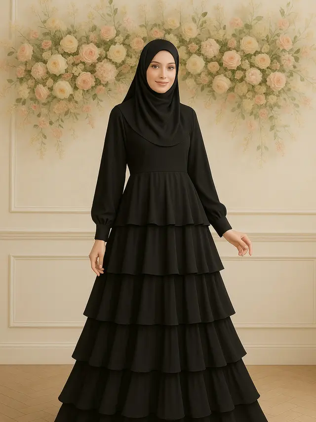 Model Gamis Hitam Syar’i Kekinian