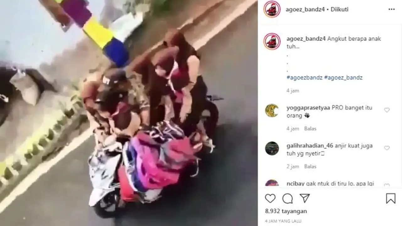 Pemotor Ini Angkut Lebih dari 3 Penumpang (Instagram @agoez_bandz4)