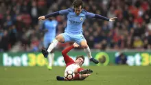 David Silva cetak gol pertama Manchester City lawan Middlesbrough di Piala FA (Mike Egerton/PA via AP)