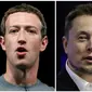 Mark Zuckerberg dan Elon Musk.  (AP Photo/Manu Fernandez, Stephan Savoia)