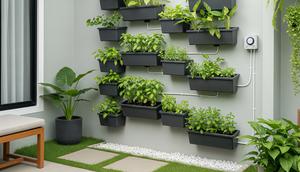 Desain Kebun Vertikal Otomatis yang Bisa Ditinggal Liburan. (Foto: AI)