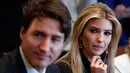 Putri Presiden Donald Trump, Ivanka Trump memperhatikan Perdana Menteri Kanada, Justin Trudeau saat rapat di Gedung Putih, Washington, (13/2). Pertemuan berdiskusi dengan pengusaha wanita dan pelaku bisnis. (AP Photo / Evan Vucci)