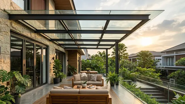 Kanopi Teras untuk Rumah Menghadap Matahari Sore (Foto: Gemini AI)