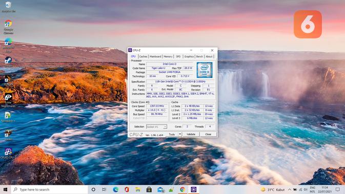 Spesifikasi RedmiBook 15 via CPU Z. (Liputan6.com/ Yuslianson)