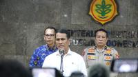 Menteri Pertanian (Mentan) Andi Amran Sulaiman dalam konferensi pers di Kantor Pusat Kementan, Jakarta, Kamis (17/4/2025). (Dok Kementan)