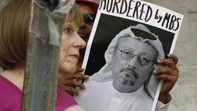 Foto Jamal Khashoggi, wartawan Arab Saudi yang dibunuh di Istanbul (AP/Jacquelyn Martin)