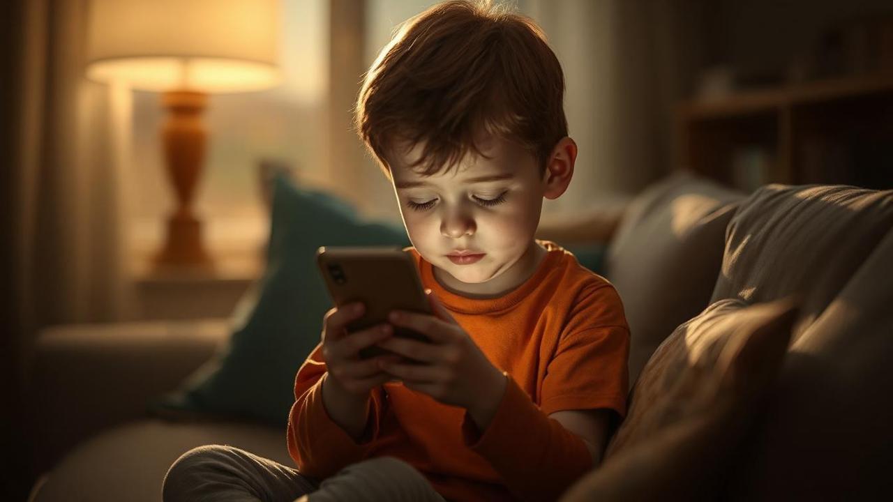 Ilustrasi Anak Kecil, Anak, Handphone, Screentime (Gambar by AI)