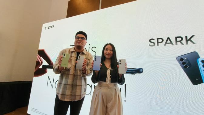 PR Manager Tecno Indonesia, Anthoni Roderick Launching Tecno Spark 40 Pro Series di Jakarta. Oleh Matahari Kartika Purusakara/Liputan6.com