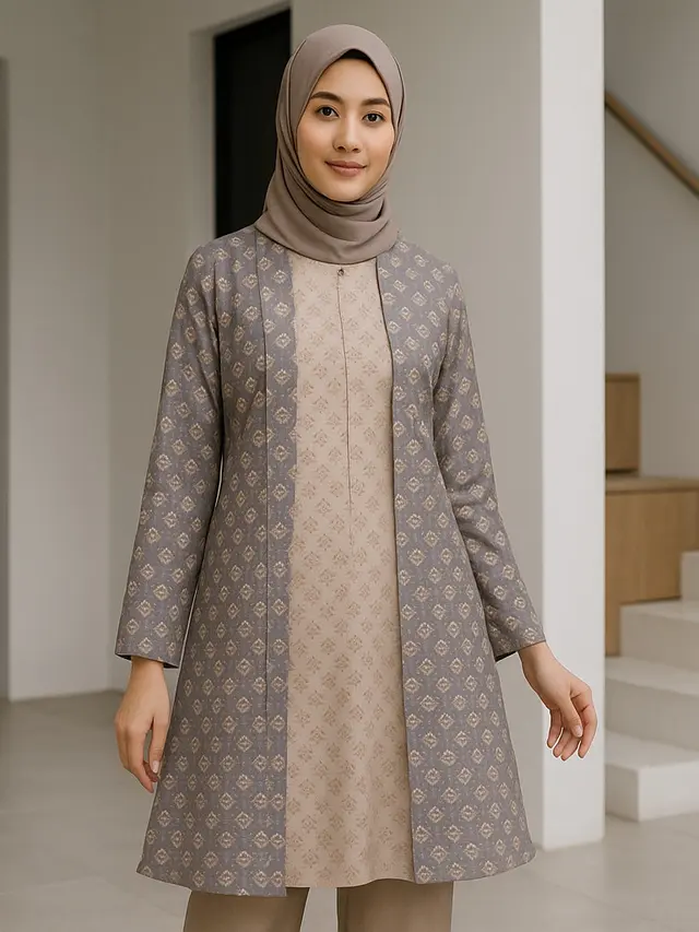 7 Koleksi Batik Kardigan dan Tunik dengan Detail Motif Unik, Cocok untuk Hijaber