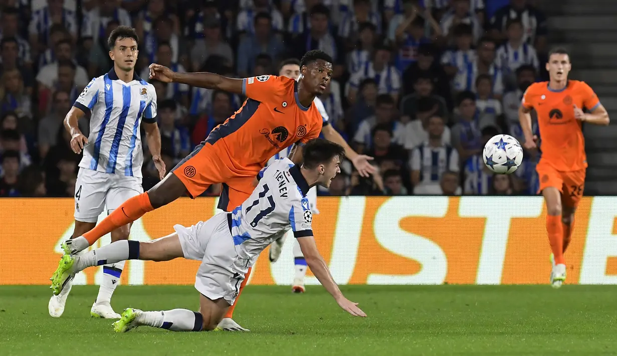 Sociedad unggul lebih dahulu berkat gol Brais Mendez di awal babak pertama. (AP Photo/Alvaro Barrientos)