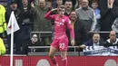 Pemain Ipswich Town, Sammie Szmodics melakukan selebrasi setelah mencetak gol ke gawang Tottenham Hotspur pada laga lanjutan Liga Inggris 2024/2025 di Tottenham Hotspur Stadium, London, Senin (11/11/2024) WIB. (AP Photo/Steven Paston)