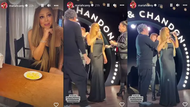 Unggahan Mariah Carey soal insiden tali gaun copot. (Instagram/ mariahcarey)