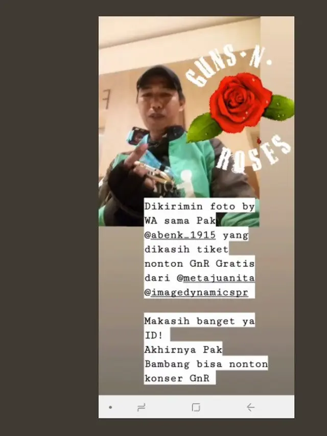 driver ojol dapat tiket GnR gratis (foto: Twitter/@Adiitoo)