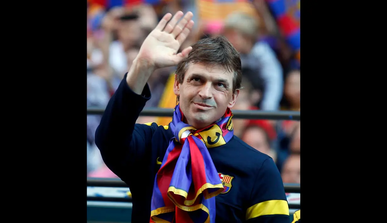 Mantan pelatih Barcelona, Tito Vilanova meninggal dunia pada usia 45 tahun, setelah gagal dalam operasi penyakit kanker yang dideritanya, (25/4/2014). (REUTERS/Albert Gea)