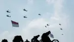Jet tempur Rafale melakukan manuver saat atraksi udara dalam perayaan HUT ke-81 Kemerdekaan Republik Indonesia di kawasan Istana Merdeka, Jakarta, Senin (17/8/2026). Atraksi tersebut menampilkan berbagai alutsista udara, termasuk Rafale, F-16, Sukhoi, Hawk, dan Airbus A400M yang membentuk sejumlah formasi di langit Jakarta. (KLY/Budy Santoso)