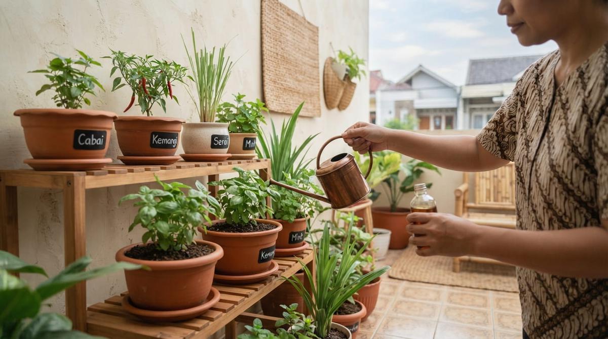 Cara Membuat Kebun Bumbu Dapur Kecil di Teras Rumah
