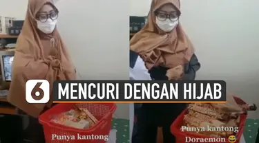 Puluhan coklat disembunyikan dengan memanfaatkan hijab setengah badan.