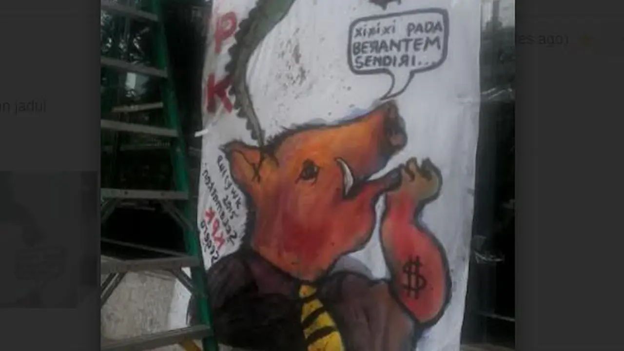 Lukisan babi di Gedung KPK