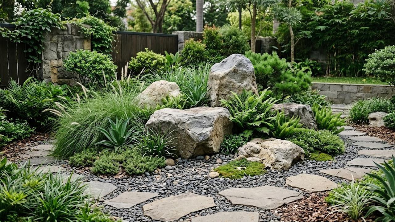 Inspirasi Taman Bertekstur tanpa Banyak Warna (AI Generated)