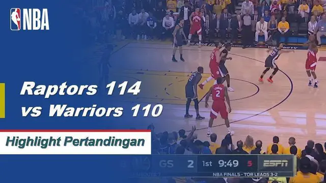 Berita video cuplikan pertandingan game 6 Final NBA 2019 antara Toronto Raptors melawan Golden State Warriors yang berakhir dengan skor 114-110 di Oracle Arena, Oakland, Jumat (14/6/2019) pagi hari WIB.
