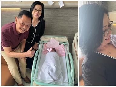 Menantunya melahirkan, kebahagiaan terpancar jelas di wajah Sugiarto Sukamuljo dan Winartin Niawati. Cucu pertamanya berjenis kelamin kedua dan kini kembali dikaruniai cucu perempuan lagi pastinya membuat kebahagiaan jadi berlipat. Usai baby Avery lahir pada jam 08.38 pagi, orang tua Kevin tak bisa jauh dari sang cucu tercinta itu. (Liputan6.com/IG/@sugiarto_sukamuljo)