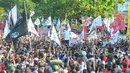 Suasana kampanye terbuka Capres 01 Joko Widodo di Indramayu, Jawa Barat, Jumat (5/4). Dalam sambutannya Jokowi berjanji menjaga Indramayu sebagai lumbung padi nasional. (Liputan6.com/Angga Yuniar)