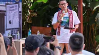 Menteri Pariwisata dan Ekonomi Kreatif (Menparekraf) Sandiaga Uno dalam acara "Kumpul Kreatif Tiba-tiba Toba" di Seis Cafe & Public Space, Medan, Selasa, 1 November 2022
