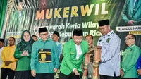 Plt Ketua Umum Partai Persatuan Pembangunan (PPP) Muhamad Mardiono membuka kegiatan Musyawarah Kerja Wilayah (Mukerwil) Dewan Pimpinan Wilayah (DPW) PPP Kepulauan Riau (Kepri), di Tarempa, Siantan, Kabupaten Kepulauan Anambas, Jumat (28/6/2024) (Istimewa)