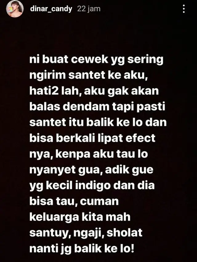 Dinar Candy Mengaku Dikirimi Guna-Guna