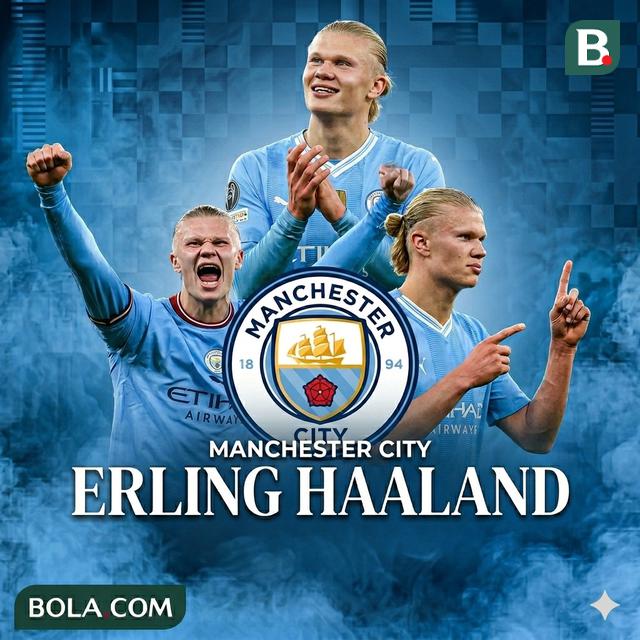 Ilustrasi Erling Haaland di Manchester City. (Bola.com/AFP/Gemini)