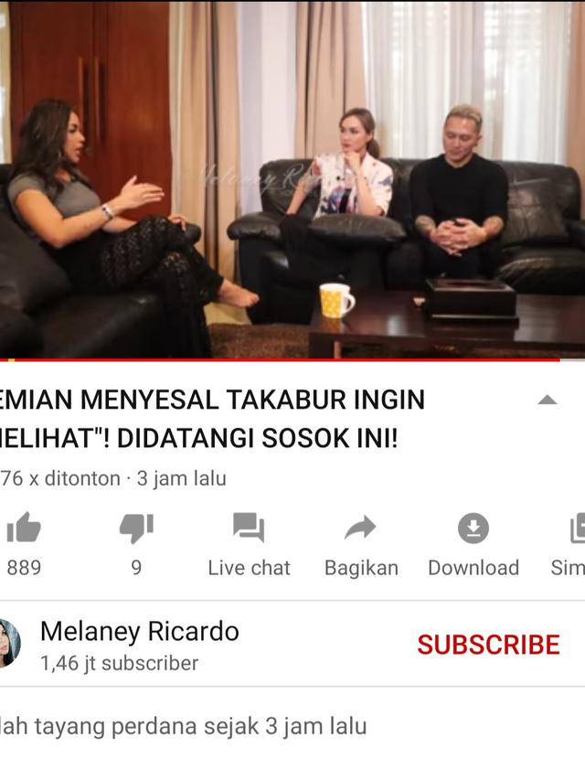 Unggahan Melaney Ricardo. (Foto: YouTube Melaney Ricardo)