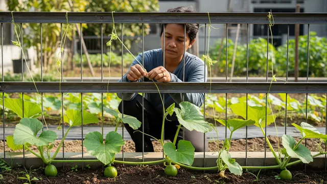 Cara Menanam Labu di Pagar Hollow agar Buah Tidak Mudah Jatuh/Gemini AI
