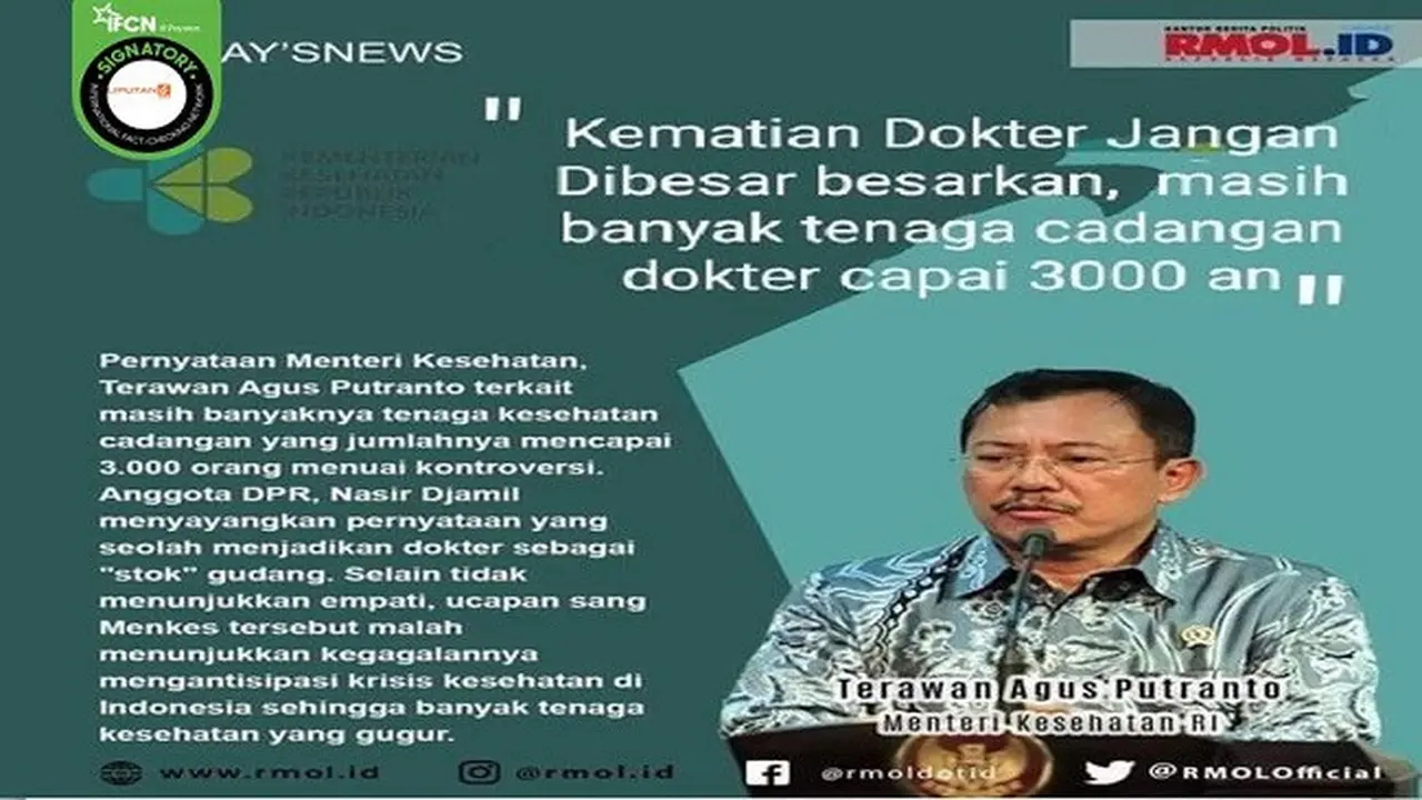 Gambar Tangkapan Layar Poster Hoaks Berisi Pernyataan Menkes Terawan