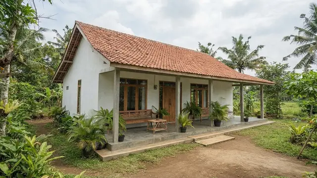 Rumah Kampung Sederhana dengan Teras Memanjang