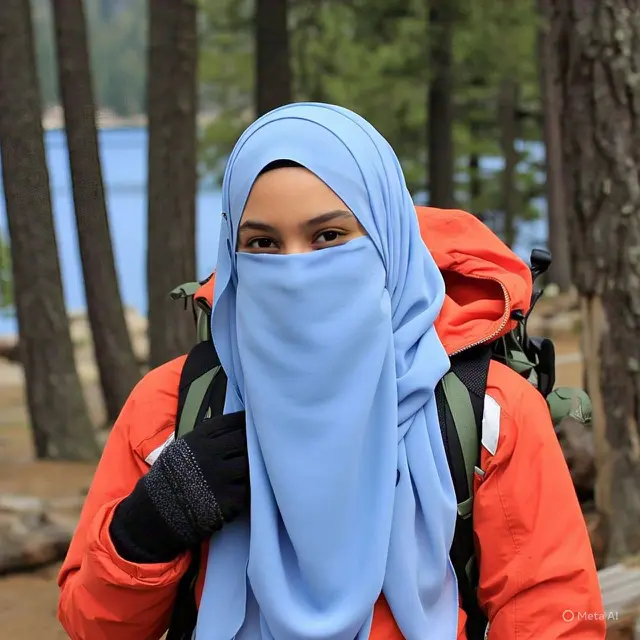 Outfit Camping Muslimah: Long Hijab Inner dengan Jaket Insulated