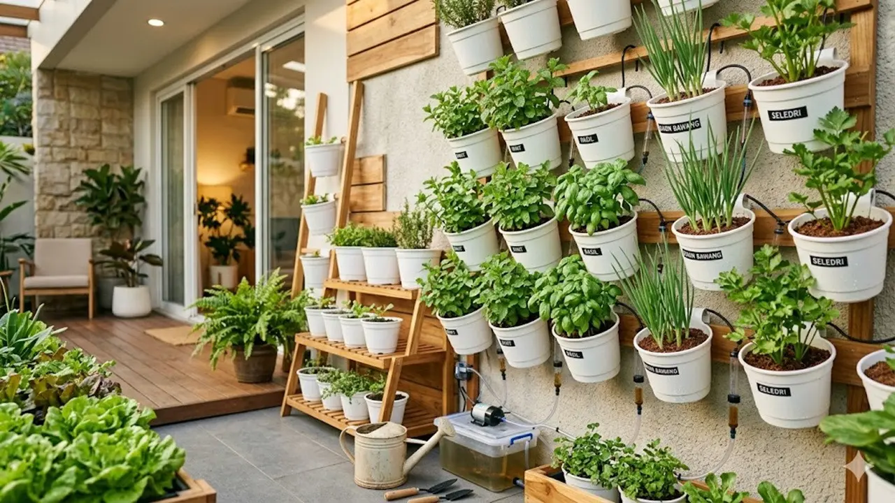 Ide Kebun Semi Hidroponik Sederhana di Teras Rumah