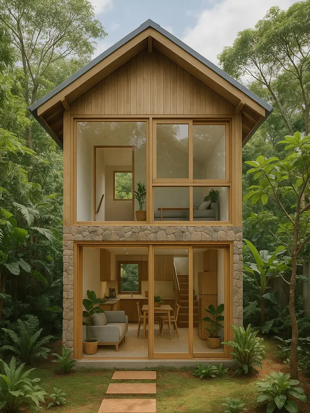 Gambar Rumah Kecil 4x6 2 Lantai Konsep Alam