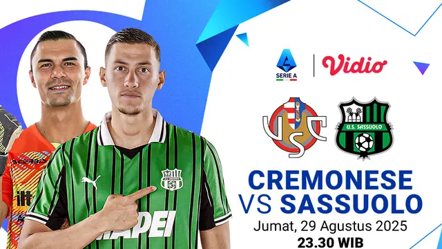 Live streaming Cremonese vs Sassuolo eksklusif di Vidio. (dok. vidio.com)