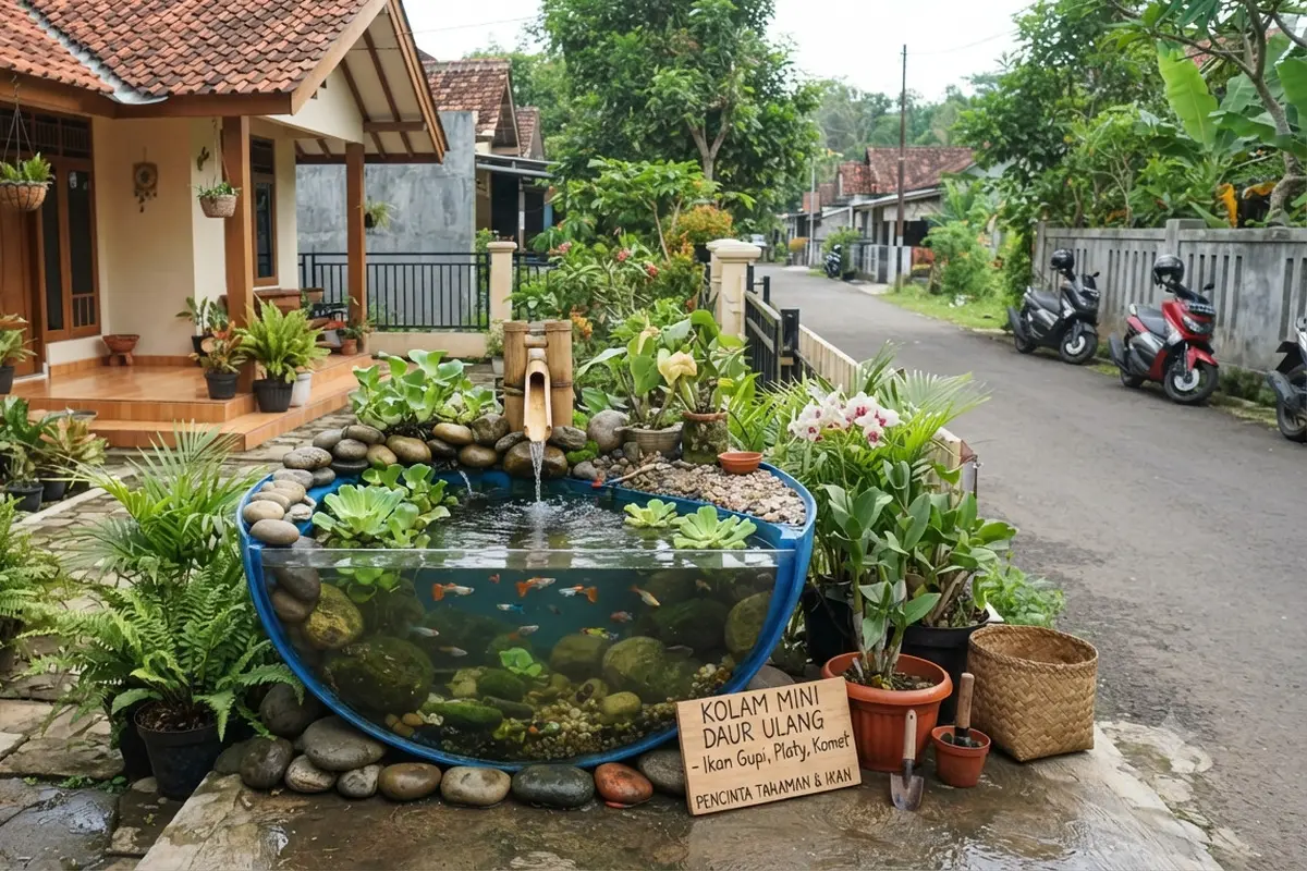 Ide Kolam Mini dari Barang Bekas