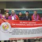 Ketua Umum PB GABSI Ekawahyu Kasih (empat dari kiri) berfoto bersama Senior team saat penyambutan di Bandara Soekarno-Hatta, Tangerang, Banten, Kamis (8/6) malam WIB (istimewa)