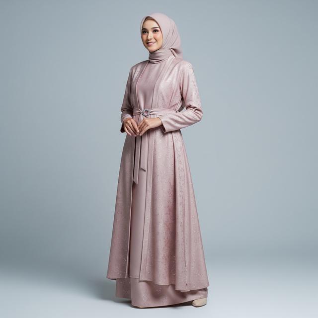 5. Gamis Outer Set dengan Belt/Tali Pinggang