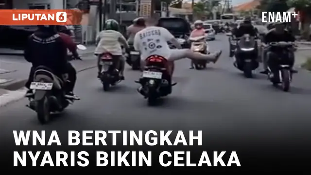 Kacau! Bule Naik Motor Ugal-ugalan Nyaris Celakakan Pemotor di Bali