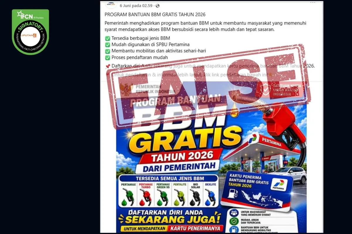 Hoaks bantuan BBM hasil penelusuran Cek Fakta Liputan6.com