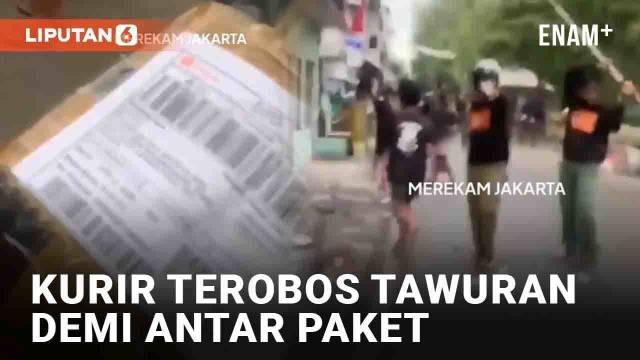 Aksi nekat kurir viral di media sosial. Ia menerobos tawuran warga demi mengantarkan paket pada penerima. Disebut terjadi di Kali Sentiong, Tanah Tinggi, Johar Baru, Jakarta Pusat.