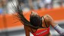 Atlet lompat jauh Belgia, Nafissatou Thiam saat beraksi pada kualifikasi di ajang European Athletics Championships, Stadion Olympic, Amsterdam, (6/7/2016). (AFP/Fabrice Coffrini)