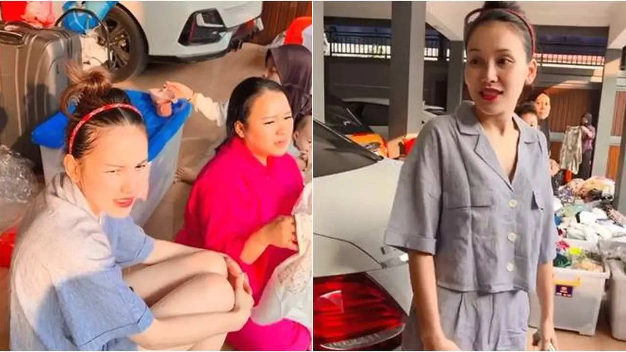 Diserbu Warga, Ini 7 Potret Ayu Ting Ting Gelar Bazar Pakaian Bekas di Rumah