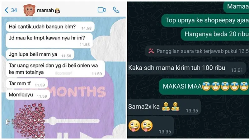 6 Chat Ibu Langsung Peka Kirim Uang ke Anaknya Ini Bikin Senyum-Senyum