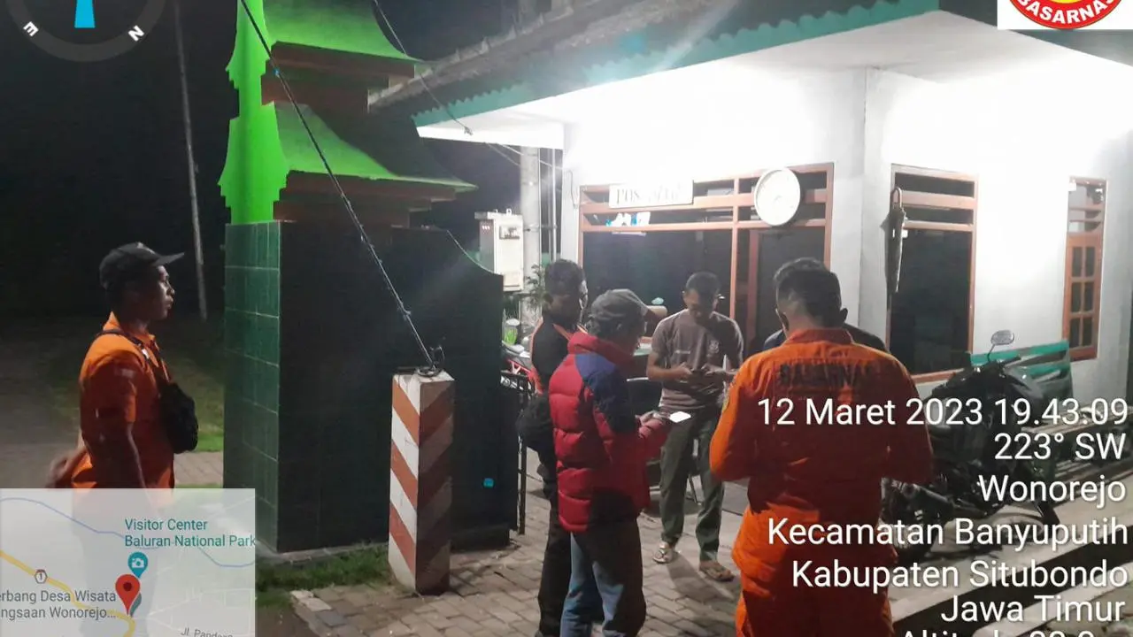 Tim SAR gabungan berkordinasi melakukan pencarian orang hilang di Taman Nasional Baluran (Istimewa)