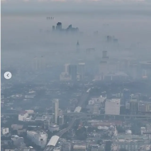 Beredar Foto Polusi Udara Selimuti Langit Jakarta, Masuk Kategori Tidak Sehat.  foto; Instagram @pakindro